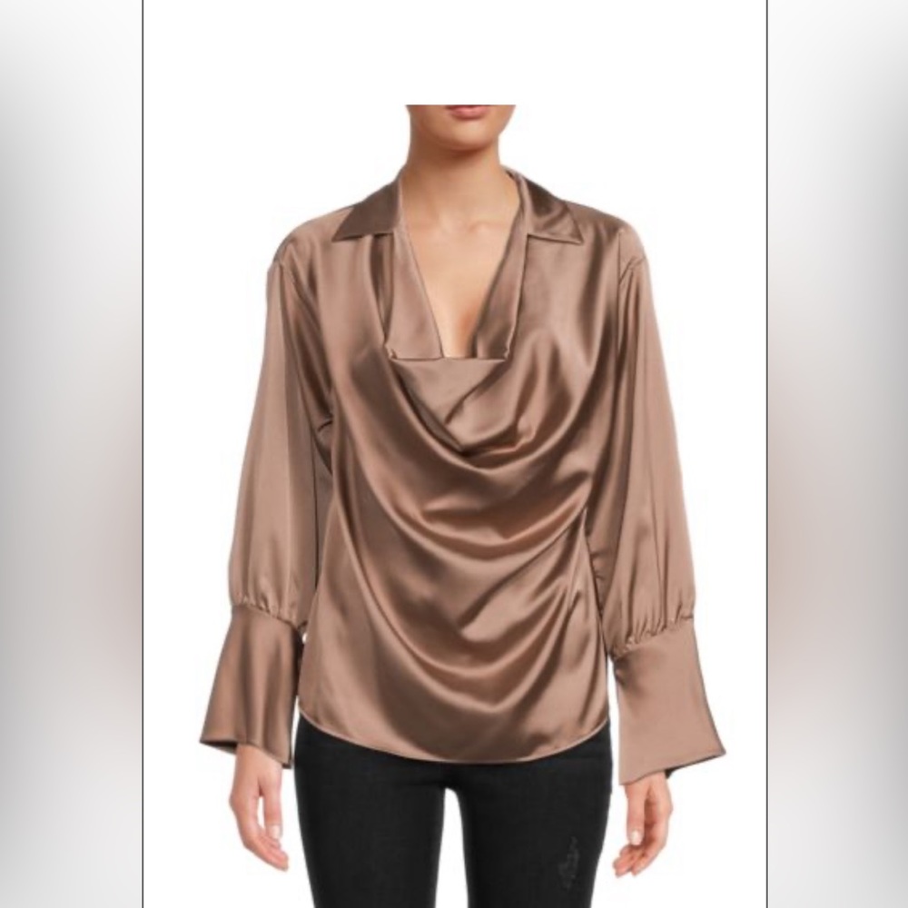 Renee C Cowlneck Satin Top